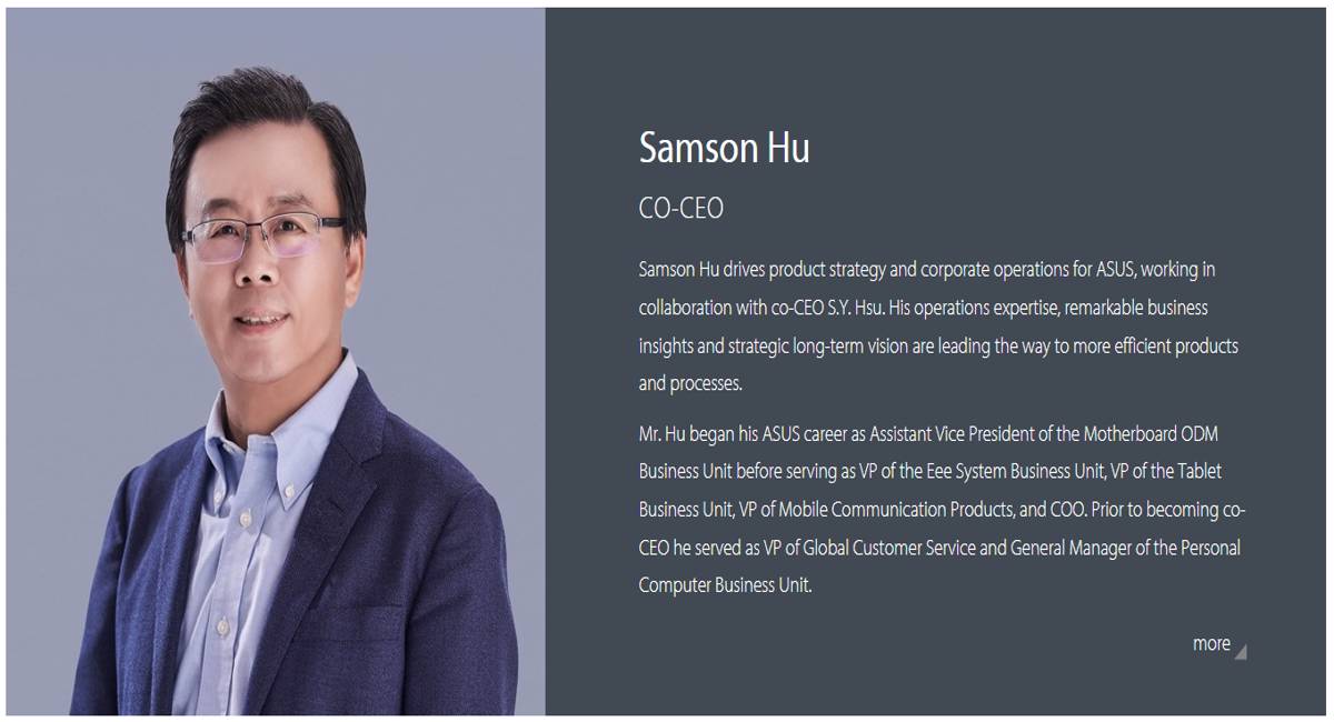Samson Hu Co-CEO Asus